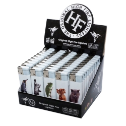 High Fire Refillable Piezo Lighters (1 display 50 lighters) Animals Graphics